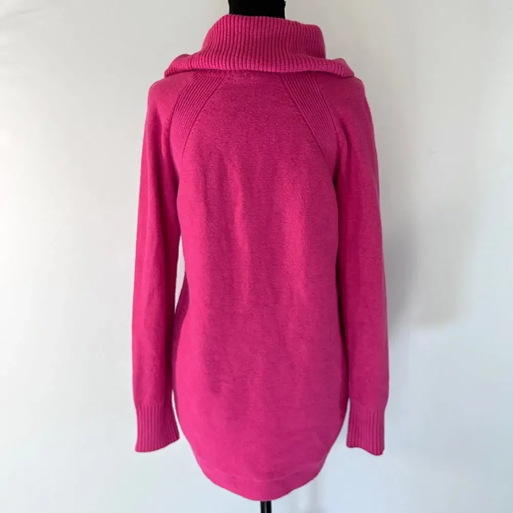 Anthropologie Moth Brenta Sweater Women's Cowl‎ Neck Oversized Tunic Pink Medium